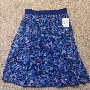 LuLaRoe Lola Blue Feather Print Midi Skirt
